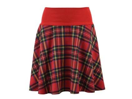 Půlkolová sukně - náplet - červená kostka II.JAKOST