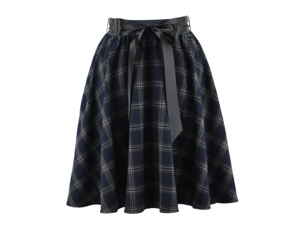 Půlkolová sukně - guma - modrá kostka