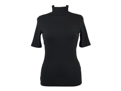 Rolák s delším rukávkem - černý - žebrovaný