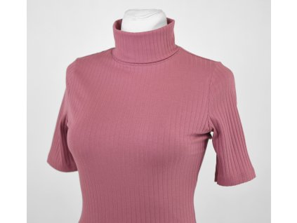 Rolák s delším rukávkem - starorůžový - žebrovaný