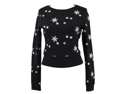 Mikina krátká - černá a vločky