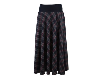 Maxi půlkolová sukně - temně modrá kostka