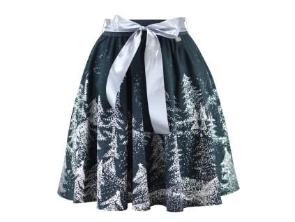 Půlkolová sukně - guma - vánoční modrošedá