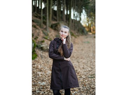 Softshellový kabát - áčkový - tmavě hnědý