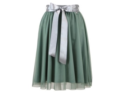 Půlkolová sukně - guma - zelená a šedý tyl II.JAKOST