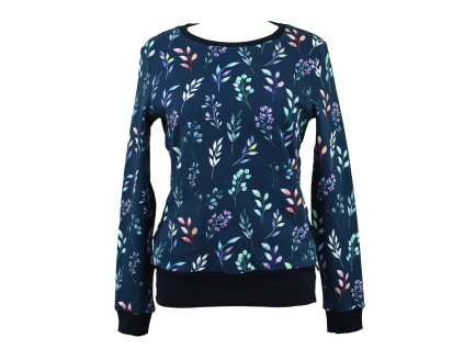 Mikina - modrá květinová