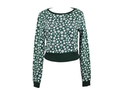 Mikina krátká - zelené vločky