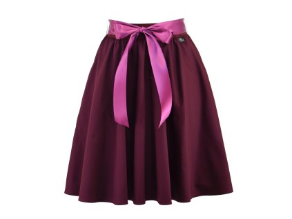 Půlkolová sukně - guma - bordó