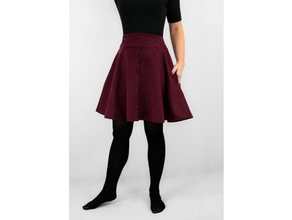 Sukně s knoflíky - semiš - vínová