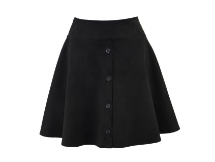 Sukně s knoflíky - semiš - černá