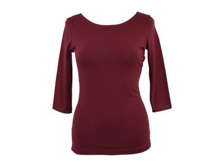 Tričko 3/4 rukáv - tmavě vínové