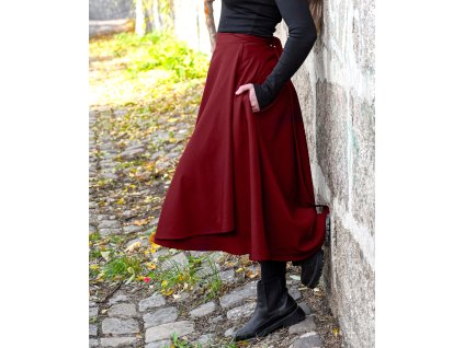 Zavinovací sukně - tmavě bordó