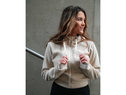 Krátká mikina na zip - mandlová