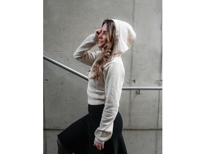Krátká mikina na zip - mandlová II.JAKOST