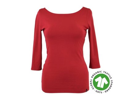 Tričko 3/4 rukáv - rudé - GOTS