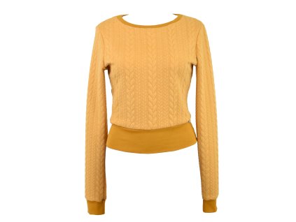 Mikina krátká - copánky - okrová