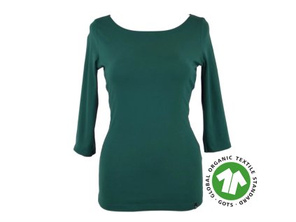 Tričko 3/4 rukáv -  tlumená zelená - GOTS