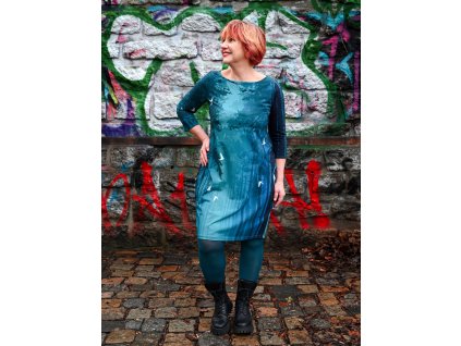 Šaty oversized - 3/4 rukáv - lesní tajemství II.JAKOST