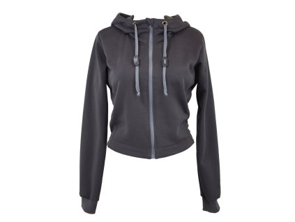 Krátká mikina na zip - tmavě šedá