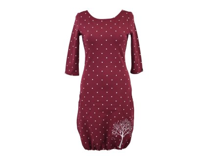 Šaty 3/4 rukáv - vínové a strom