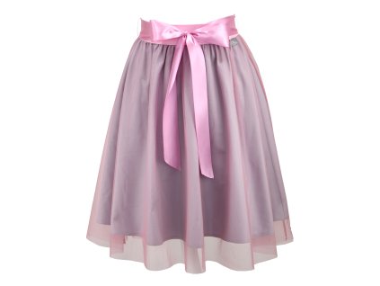 Půlkolová sukně - guma - šedá a růžový tyl