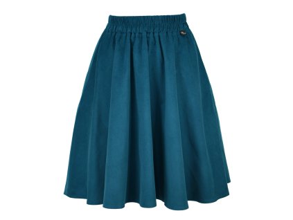 Půlkolová sukně - manšestrová - petrolej