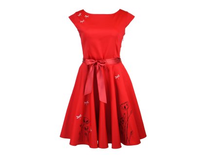 Kolové šaty - červené s máky