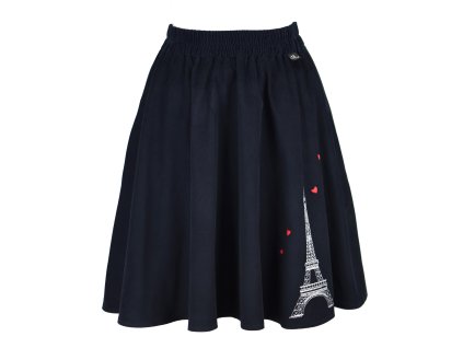 Půlkolová sukně - manšestrová - temně modrá a Paříž