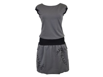 Balonová šatovka - šedá a lístečky