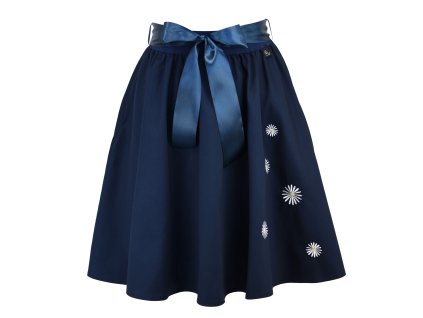 Půlkolová sukně - guma - kopretiny