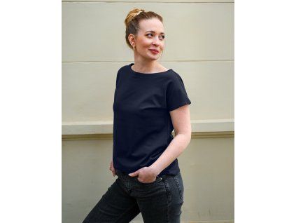 Tričko oversize - tmavě modré