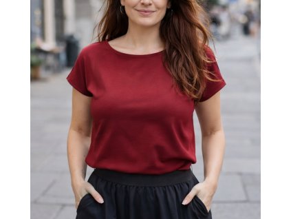 Tričko oversize - bordó 2