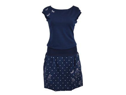 Balonová šatovka - modrá a puntíky s vážkou