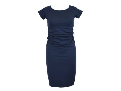 Šaty řasené - krátký rukáv - modré