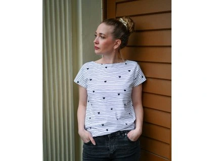 Tričko oversize - srdce na linkách