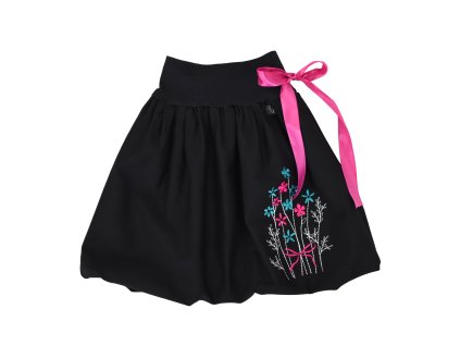 Dětská sukně - černá květinová