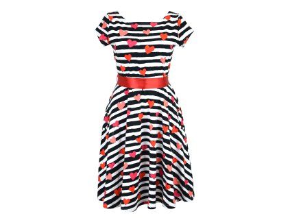 Půlkolové šaty - pruhy plné lásky