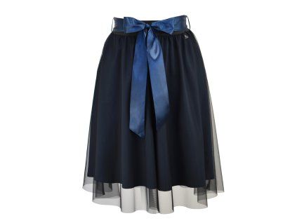 Půlkolová sukně - guma - tmavě modrá a černý tyl