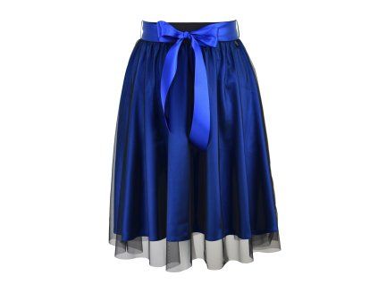 Půlkolová sukně - guma - královsky modrá a černý tyl