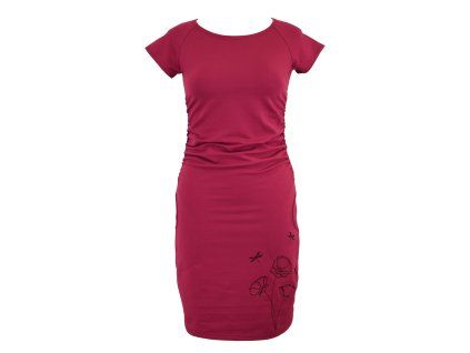 Šaty řasené - krátký rukáv - máky