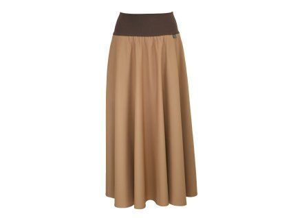 Maxi půlkolová sukně - oříšková