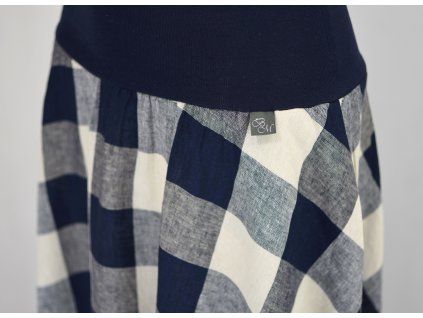 Maxi půlkolová sukně - modrobéžová kostka