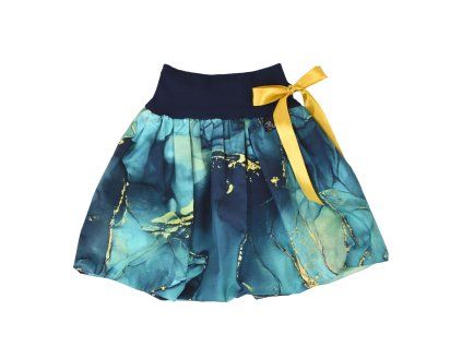 Dětská sukně - modrozelený mramor