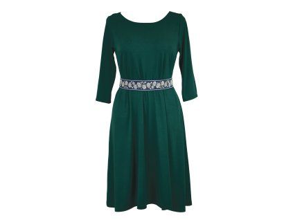 Volné šaty - 3/4 rukáv - zelené
