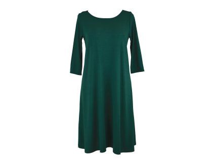 Volné šaty - 3/4 rukáv - zelené