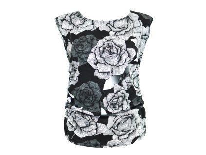 Tílko řasené - černá růže