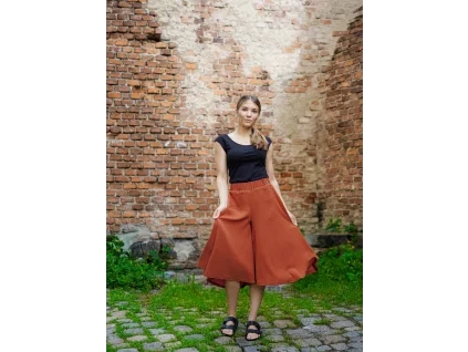 Kalhotová sukně - cihlová