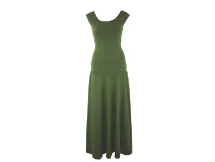 Maxi půlkolové šaty - khaki II.JAKOST