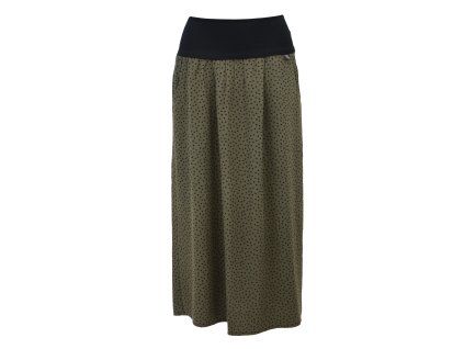 Maxi sukně - khaki s puntíky