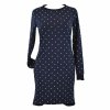 Mikinové šaty základní - tmavě modré puntíkaté